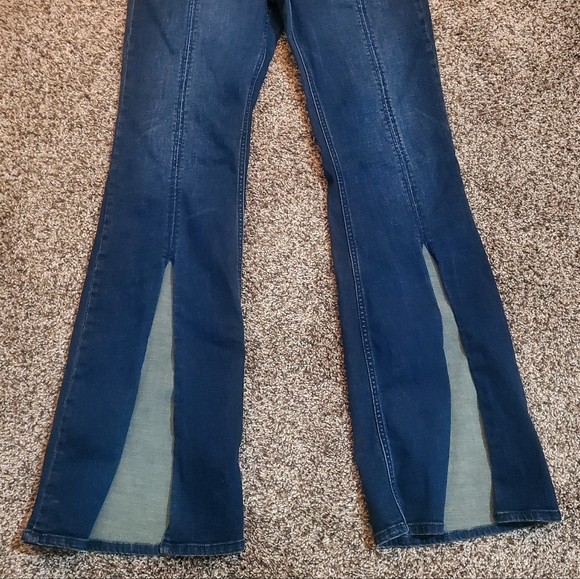 Dear John Dark Blue Split Flare High Rise Jeans Womens Sz 31 - Picture 5 of 13